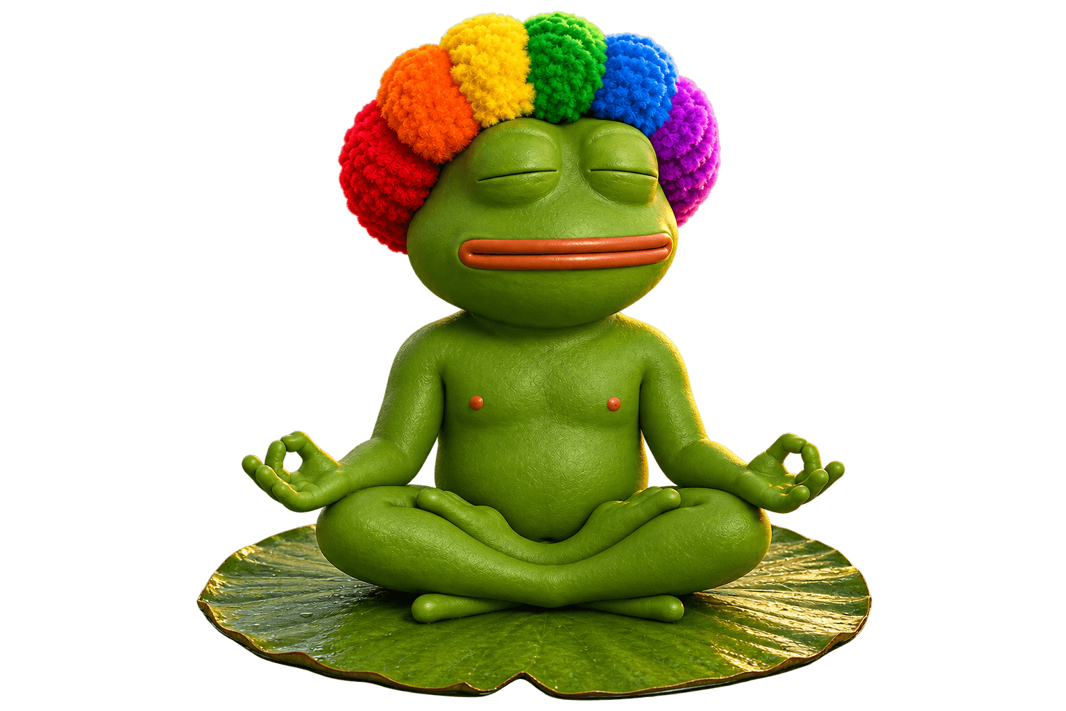 RIBBIT rainbow-haired frog meditating on a lily pad